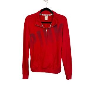 Victoria's Secret Sweatshirt Womens XS Boyfriend Active Half Zip Pullover Red